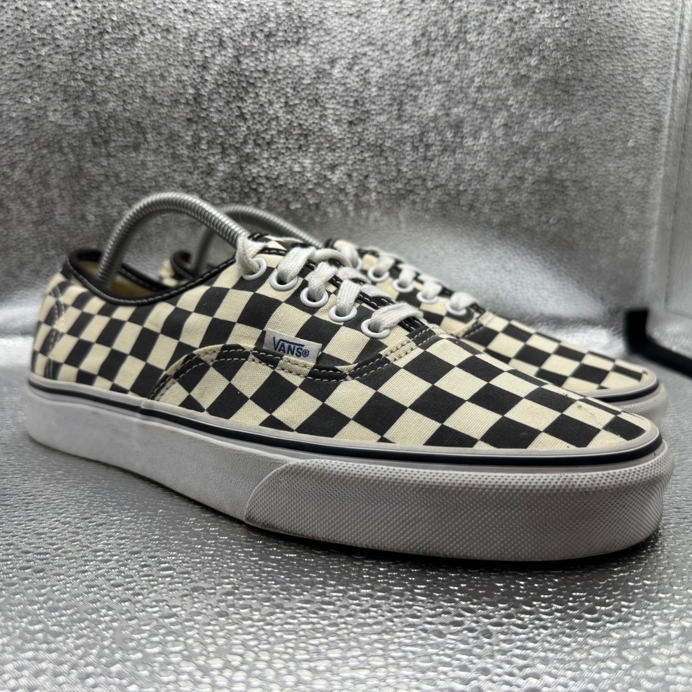 Size 9 Vans Authentic Sneakers Mens Black White Excellent Checkerboard Canvas
